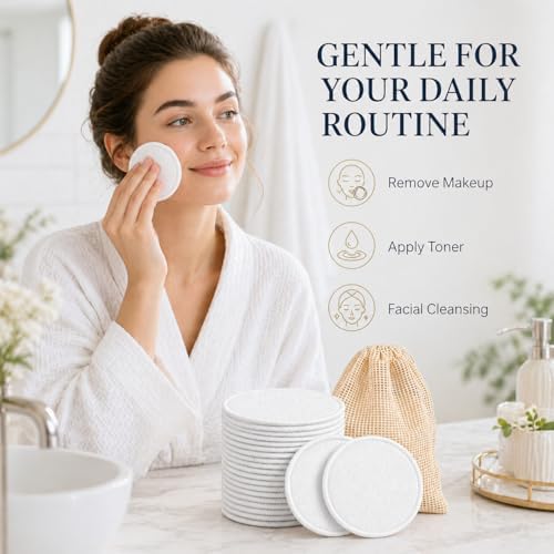 MAQIHAN Reusable Makeup Remover Pads - 15PCS Reusable Cotton Rounds