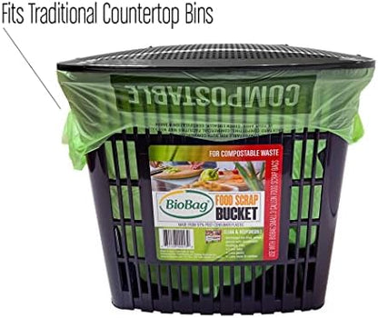 2.6 Gallon Compostable Bags with Handles by BioBag, 150 Count, BPI Certified, Meets ASTM D6400 Standards, Made in USA, Easy-Carry Kitchen Bin Liners