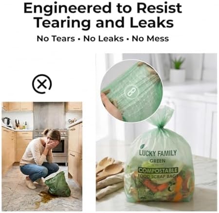 13 Gallon Drawstring Compost Bags for Kitchen Compost Bin, Compostable