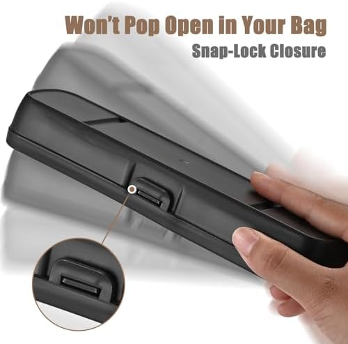 Travel Utensils with Case, Stainless Steel Portable Cutlery Set for Camping Picnic, Lunch Box Silverware for Work, Reinforced Case with Snap-Lock Closure, Include Fork Spoon Knife Chopsticks, Black