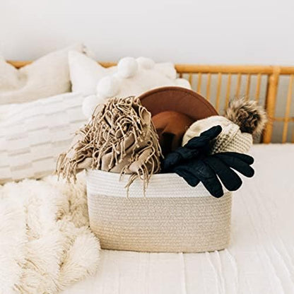 OrganiHaus Cotton Rope Basket for Shelf Storage, 15x9x10