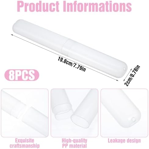 8 PCS Clear Toothbrush Travel Holder, Dust-Proof 7.8”×0.8“ Clear Tooth Brush Travel Case, Portable Tooth Brush Case Travels Storage for Family, Business Trips and Camping