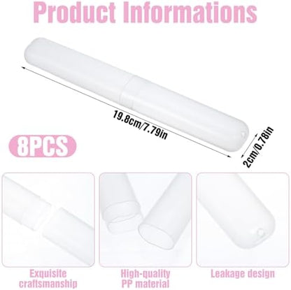 8 PCS Clear Toothbrush Travel Holder, Dust-Proof 7.8”×0.8“ Clear Tooth Brush Travel Case, Portable Tooth Brush Case Travels Storage for Family, Business Trips and Camping