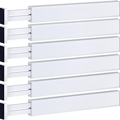 6-Pack Drawer Dividers 2.6-Inch High Dresser Organizer 16 to 22 Inch, White