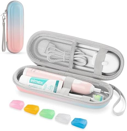 Toothbrush Travel Case for Oral B/Oral-B Pro 1000 1500 5000 7000 & Philips Sonicare 4100 1100 5300 5100 6100/iO Electric Toothbrush, Hard Protective Storage Bag (Gradient case with toothbrush cap)