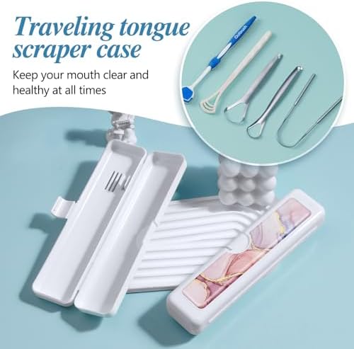Toothbrush Travel Case - Colorful Pattern, Holder and Covers for Toothbrushes, Includes Tongue Scraper Case