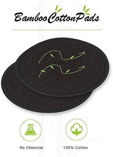 Reusable Makeup Remover Pads Black Washable - 10 Pack Organic Cotton Rounds for Face Eye with Laundry Bag, Facial Cleansing Cloth Towel, Make-Up Removal Wipes for All Skin Types