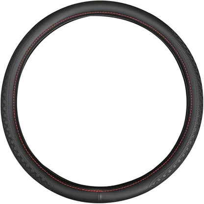 Wood Car Steering Wheel Cover Rubber Inner Ring All Car Universal Four Seasons Universal Thin Fiber Leather Anti-Slip 16 17 18 19inch for Truck (18inch, Black)