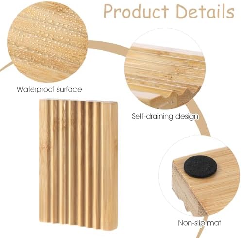 Wood Soap Dish Bamboo Soap Holder to Keep Soaps Dry in Kitchen