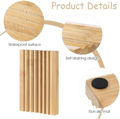 Wood Soap Dish Bamboo Soap Holder to Keep Soaps Dry in Kitchen