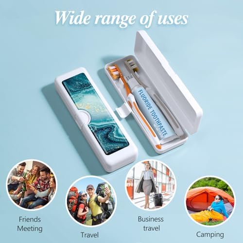 Toothbrush Travel Case - Colorful Pattern, Holder and Covers for Toothbrushes, Includes Tongue Scraper Case