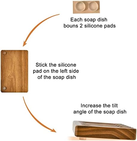 Wooden Soap Dishes for Bathroom Shower,Teak (2P)