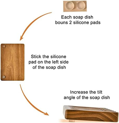 Wooden Soap Dishes for Bathroom Shower,Teak (2P)