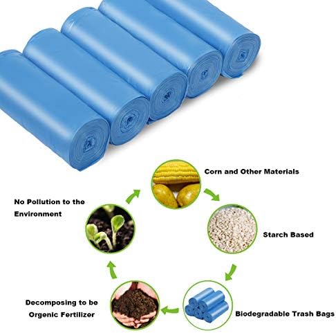 Compostable Trash Bags, 13-15 Gallon Biodegradable Trash Bags Recycled Garbage Bags Unscented Wastebasket Liners for Kitchen Office(75 Counts, Blue)