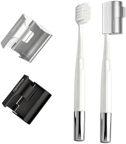 Aluminum Toothbrush Cover Cap with 2 Manual Soft Bristle Toothbrushes