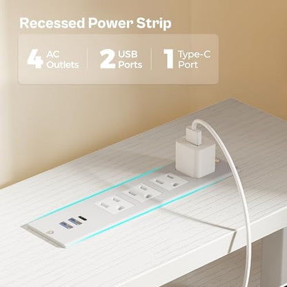 Huuger 47 inch Computer Desk with Power Outlets & 4 Drawers