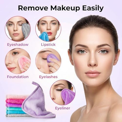 Sukh Makeup Remover Cloth - 7PCS Reusable Makeup Remover Pads, Microfiber