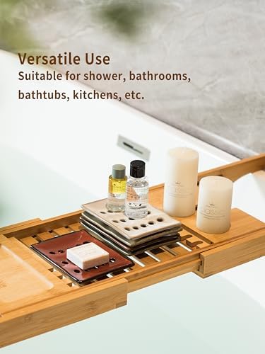 Bar Soap Holder Shower, Ceramic Bathroom Soap Dish with Drainage