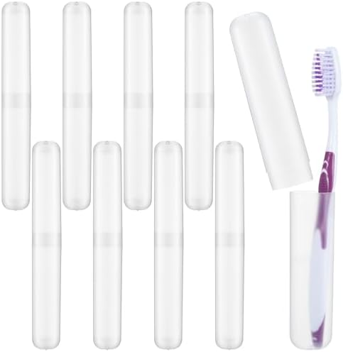 8 PCS Clear Toothbrush Travel Holder, Dust-Proof 7.8”×0.8“ Clear Tooth Brush Travel Case, Portable Tooth Brush Case Travels Storage for Family, Business Trips and Camping