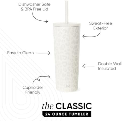 Simple Modern Iced Coffee Tumbler, Insulated | 24oz | Leopard
