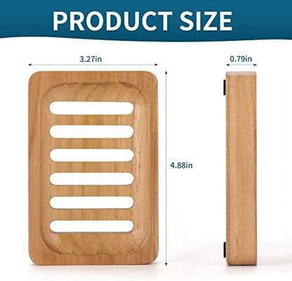 DEBETOOL 2-Pack Teak Wood Soap Dish, Waterproof Self Draining Bar Soap