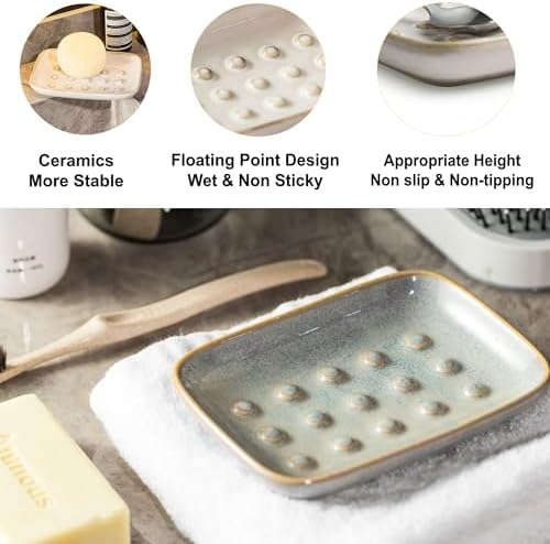 Miamolo Bar Soap Holder for Shower, Soap Dish Raised Design Save Soap Loss