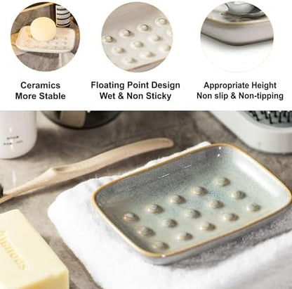 Miamolo Bar Soap Holder for Shower, Soap Dish Raised Design Save Soap Loss