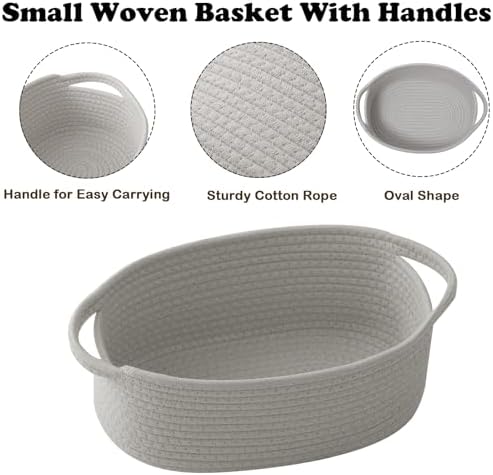 Grey Woven Rope Basket - Baby Gift Basket with Bag & Ribbon