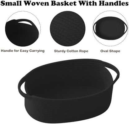 Black Woven Rope Basket - Baby Gift Basket with Bag & Ribbon
