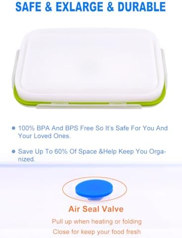 Extra Large Collapsible Translucent Silicone Food Storage Containers With Lids, 82.8oz, 2 Pack, XXL Foldable Bento Lunch Box, Reusable Big Meal Boxes for Kitchen, Camping, BPA Free