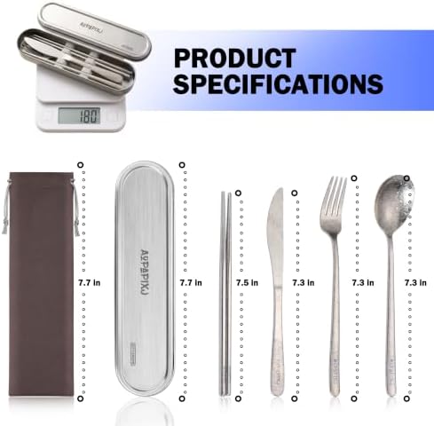 100% Pure Titanium Cutlery Set, Snowflake Pattern Titanium Tableware with 304 Stainless Steel Case & Silicone Holder, Ultralight Portable Utensils with Bonus Carry Bag for Camping