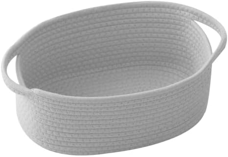 Grey Woven Rope Basket - Baby Gift Basket with Bag & Ribbon