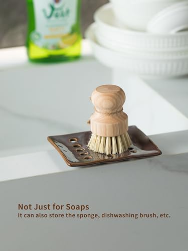 Ceramic Soap Dish with Self Draining for Shower & Kitchen