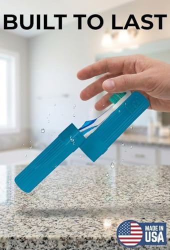 American Comb Toothbrush Holder - Blue, Made in USA, with Ventilation Holes, for Toothbrush Covers, Toothbrush Holder, Toothbrush Soft, Durable Design, Hygienic Bathroom Accessory