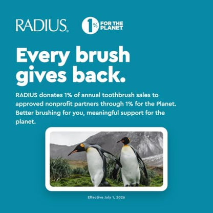 RADIUS Toothbrush Original Big Brush, BPA Free ADA Accepted - Right Hand - White Brush with White Case