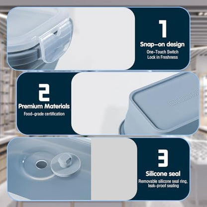 Silicone Collapsible Food Storage Containers-Prep/Storage Bowls with Lids – Set of 2 Silicone Lunch Containers for Kitchen, Camping, Dishwasher, Microwave, Freezer Safe(550ML and 800ML, Blue)