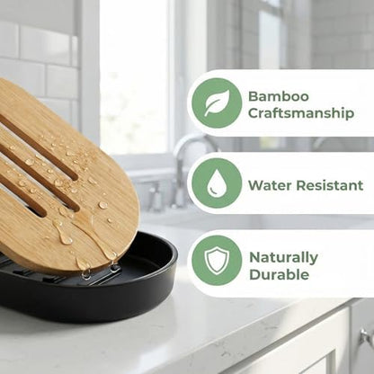 Bamboo Soap Holder Wooden Dish Bar Tray for Shower Sink Bathroom Self Draining Soap Stand Holders Dishes of Soaps Saver for Homemade Soaps