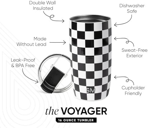 Simple Modern Travel Coffee Mug with Lid | 16oz | Checkered
