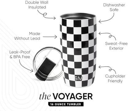 Simple Modern Travel Coffee Mug with Lid | 16oz | Checkered