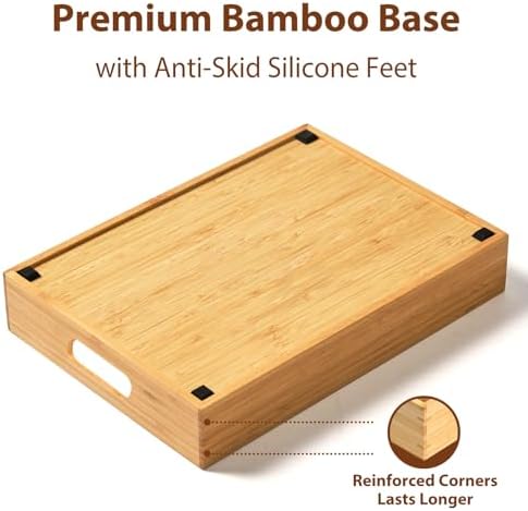 Umilife Large Bamboo Food Container Lid Organizer for Kitchen Cabinet