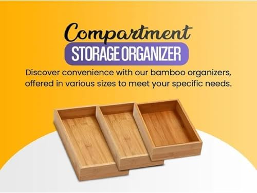 YBM Home Bamboo Drawer Organizer Storage Box for Kitchen Drawer, Junk Drawer, Office, Bedroom, Children Room, Craft, Sewing, and Bathroom, 6 Pack 3x12x2 inch