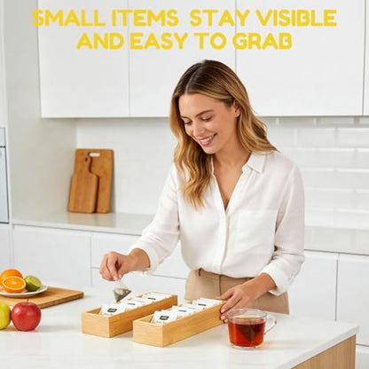 lilLittle Bamboo Drawer Organizer, 8 Pcs Multi Purpose Drawer Organizer Set