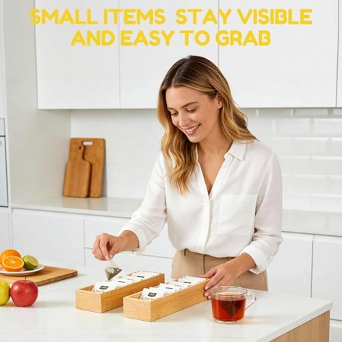 lilLittle Bamboo Drawer Organizer, 5 Pcs Multi Purpose Drawer Organizer Set