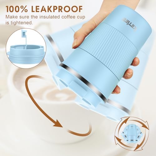 KETIEE Travel Coffee Mug 12oz: Insulated Coffee Cup with Leakproof Lid