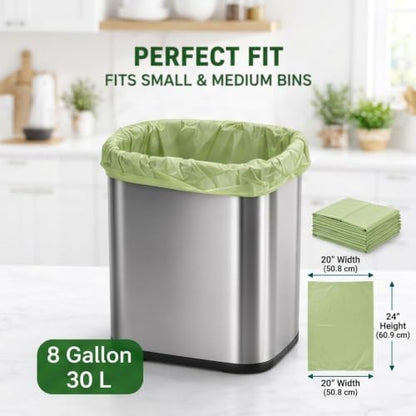 OrangeBio 8 Gallon Compostable Trash Bags, 100 Count, BPI Home Certified