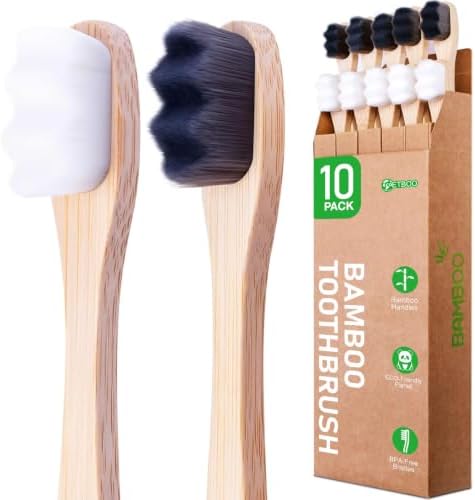 Extra Soft Bristles Bamboo Toothbrushes 10Pack