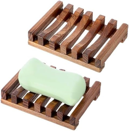 TIESOME 2 Pack Teak Soap Dish, Wooden Soap Holder, Natural Teak