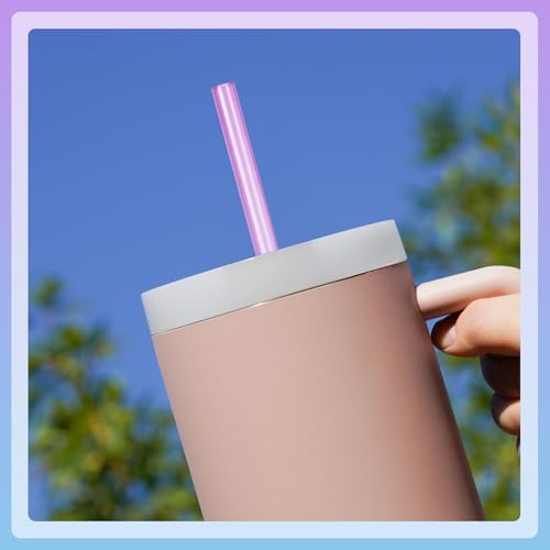 NiHome 12-Pack Plastic Reusable Straws Fit for Stanley 40 30 64 oz Tumbler