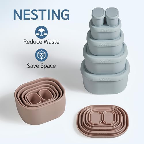 ISSEVE 12Pcs/Set Nesting Silicone Food Storage Containers with Lids