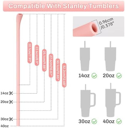 NiHome 6PCS Silicone Anti-Wrinkle Straws Fit for Stanley 40oz 30oz Tumblers